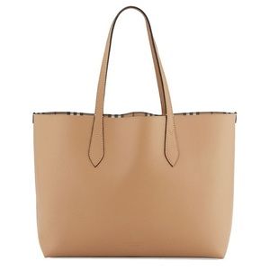 Burberry Small Camel Reversible Haymarket Tote